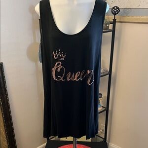 Black Lightweight Queen Tank Top NWOT